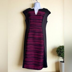 Connected Apparel Dress. Black & Fuchsia. Animal Print Geometric